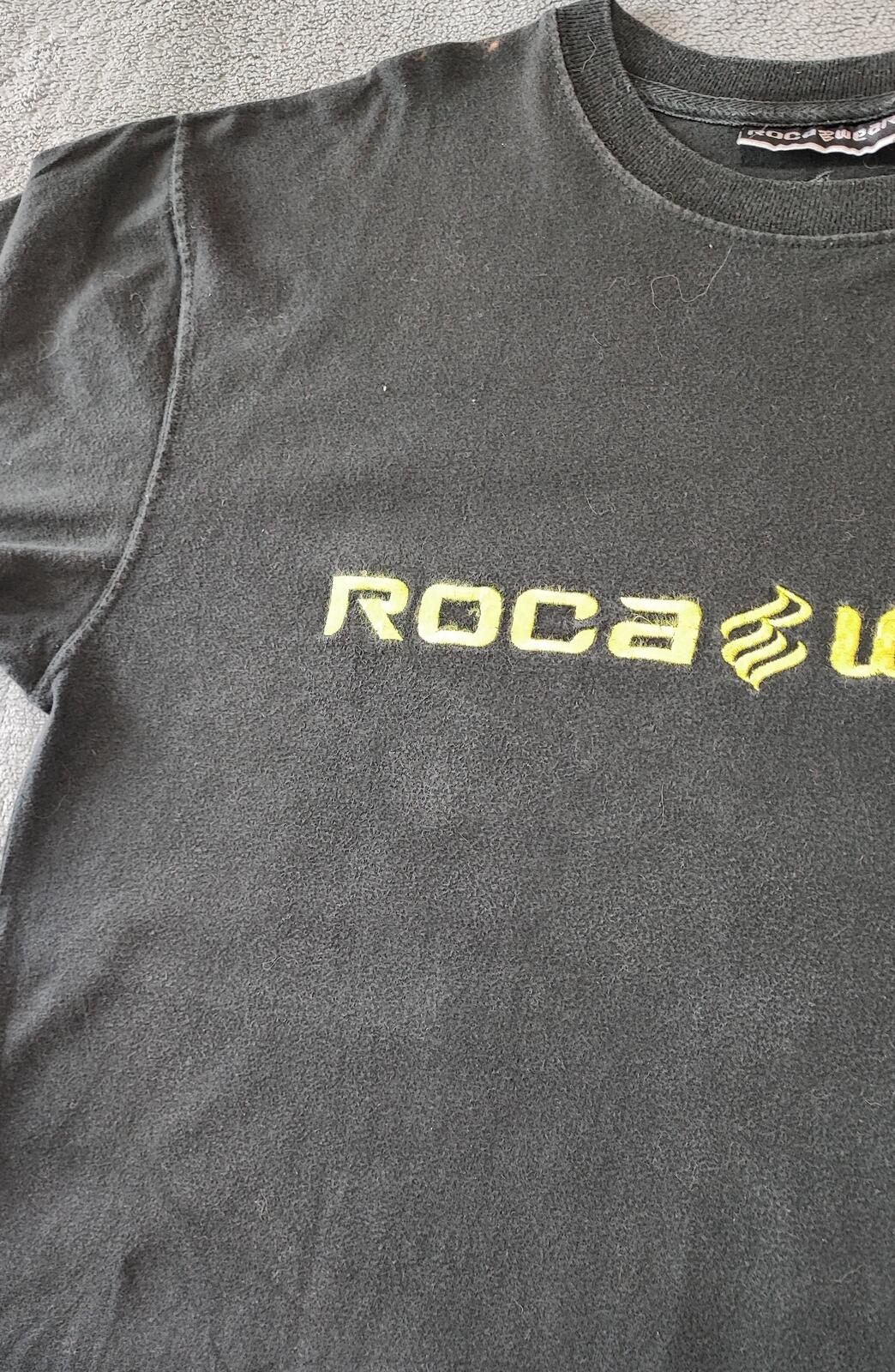 Vintage Rocawear Graphic T-Shirt Faded Black Retro Y2K Hip Hop Men's Size Large