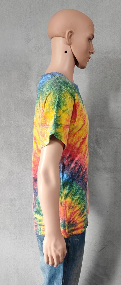 Vintage Fruit of the Loom Rainbow Chevron Tie Dye T-Shirt Men's Size Medium M