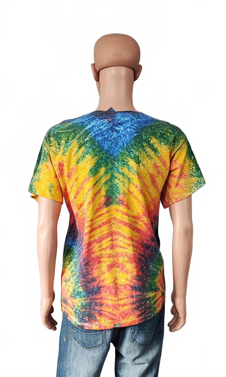 Vintage Fruit of the Loom Rainbow Chevron Tie Dye T-Shirt Men's Size Medium M