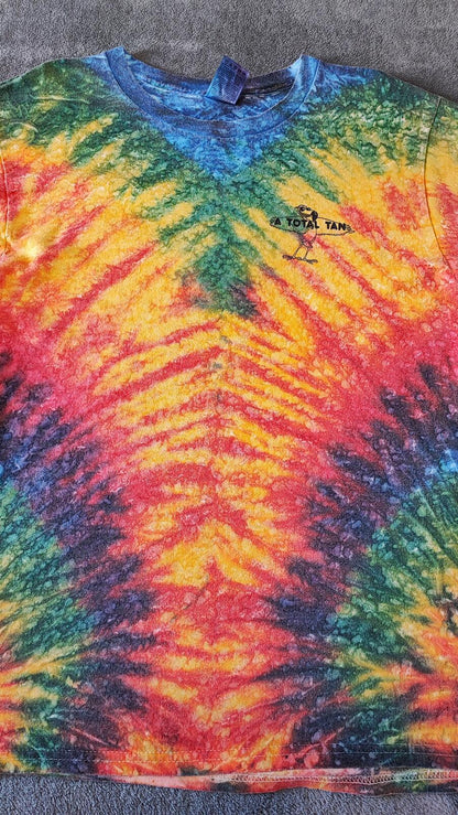 Vintage Fruit of the Loom Rainbow Chevron Tie Dye T-Shirt Men's Size Medium M