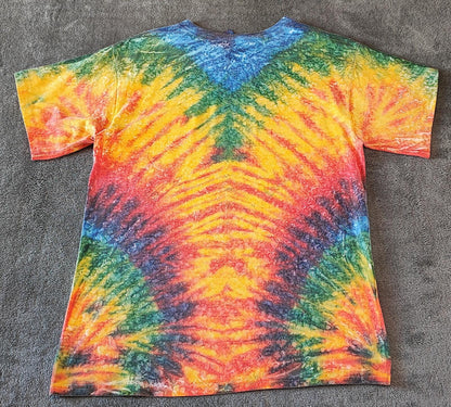Vintage Fruit of the Loom Rainbow Chevron Tie Dye T-Shirt Men's Size Medium M
