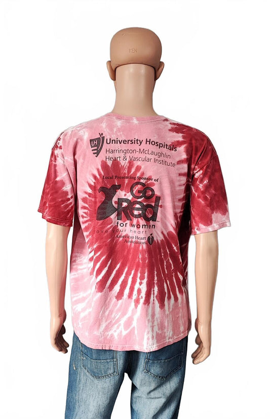 Vintage Go Red USA Tie Dye Graphic T-Shirt Red Pink Retro Y2K Men's Size XL