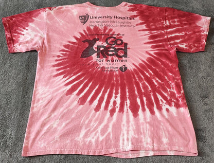 Vintage Go Red USA Tie Dye Graphic T-Shirt Red Pink Retro Y2K Men's Size XL