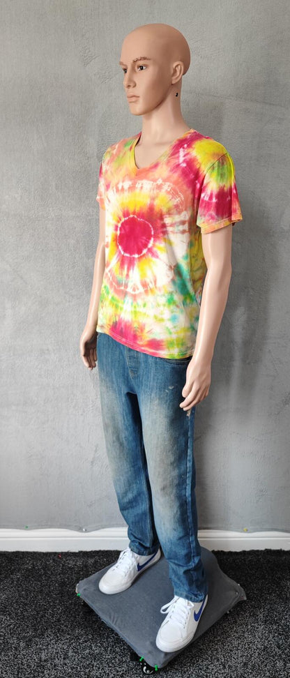Vintage Bamm-Bamm Flintstones Tie Dye Graphic T-Shirt Retro 90s Men's Size S