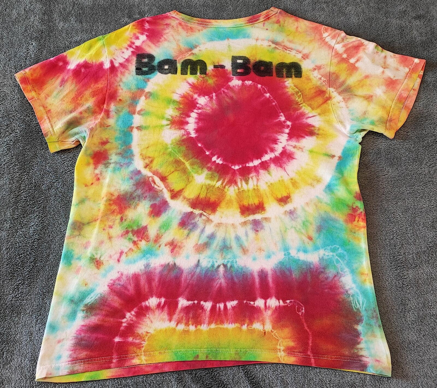 Vintage Bamm-Bamm Flintstones Tie Dye Graphic T-Shirt Retro 90s Men's Size S