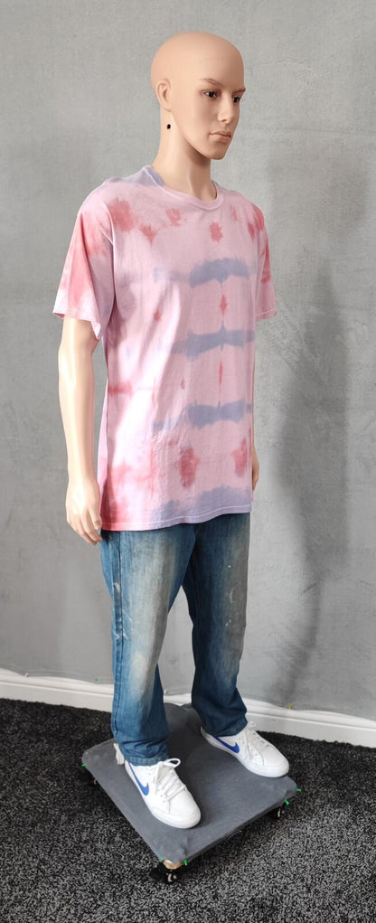 Vintage Hanes Tie Dye Graphic T-Shirt Pink Multicolour Retro 90s Mens Size Large