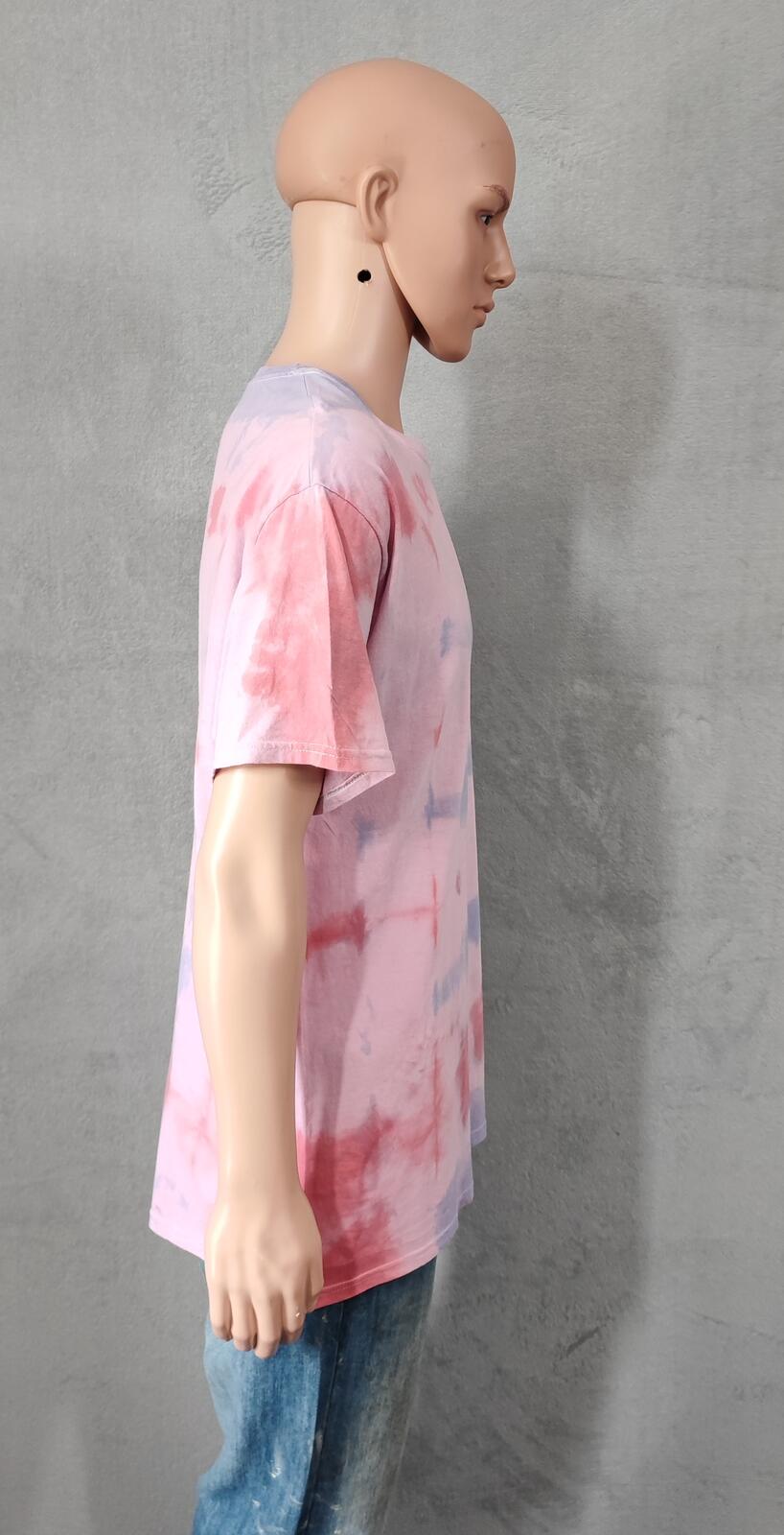 Vintage Hanes Tie Dye Graphic T-Shirt Pink Multicolour Retro 90s Mens Size Large