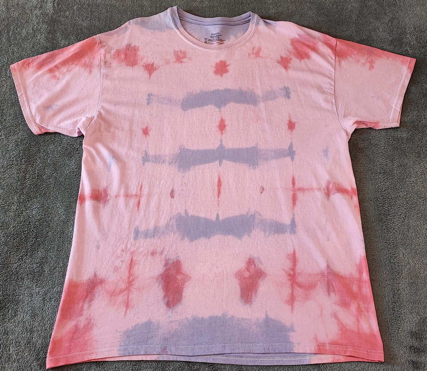 Vintage Hanes Tie Dye Graphic T-Shirt Pink Multicolour Retro 90s Mens Size Large