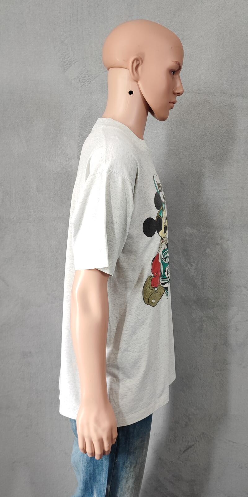 Vintage Disney Mickey Minnie Graphic T-Shirt Light Grey Retro 90s Men's Size XL