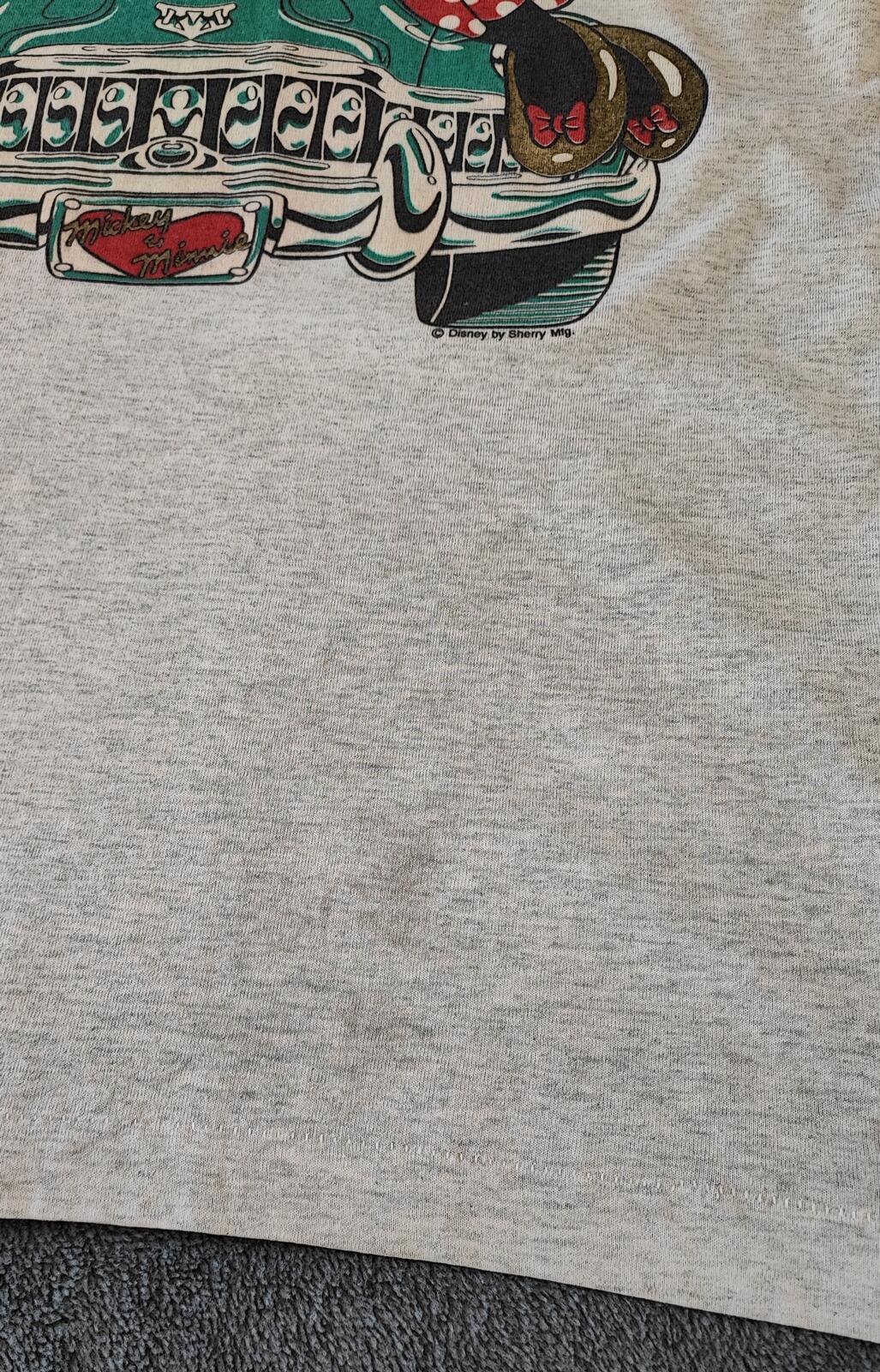 Vintage Disney Mickey Minnie Graphic T-Shirt Light Grey Retro 90s Men's Size XL