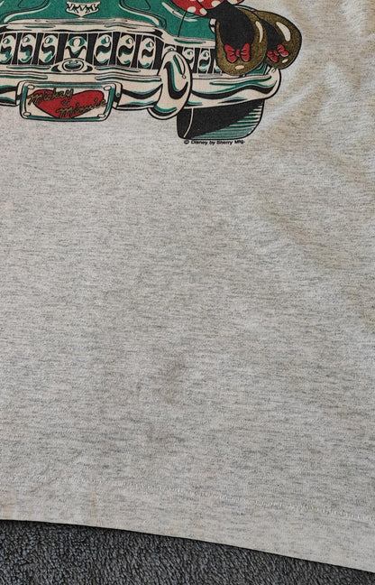 Vintage Disney Mickey Minnie Graphic T-Shirt Light Grey Retro 90s Men's Size XL