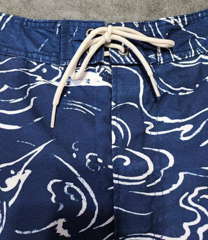 Vintage Nautica Navy Blue Marlin Fish Swim Shorts Preppy Coastal Trunks W32