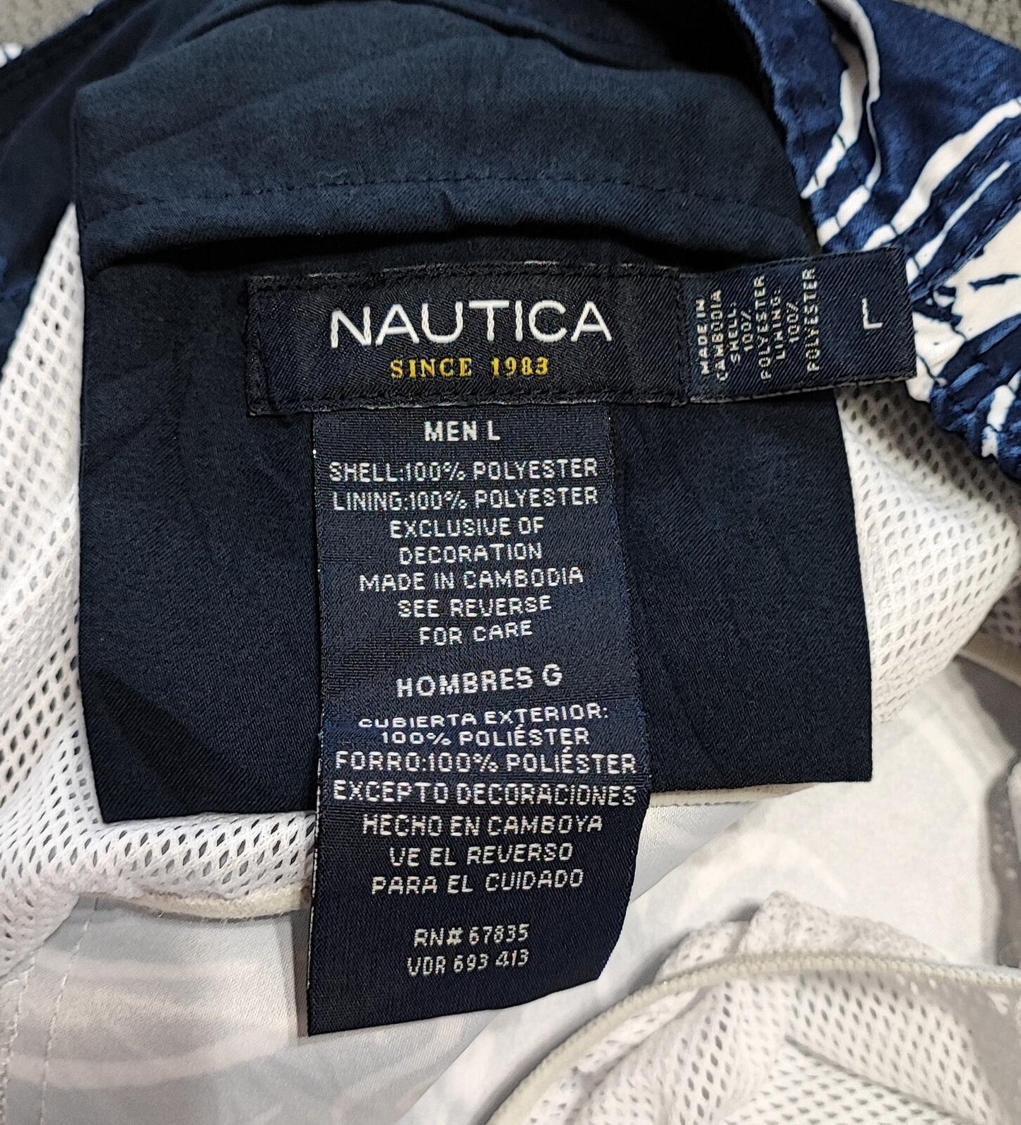 Vintage Nautica Navy Blue Marlin Fish Swim Shorts Preppy Coastal Trunks W32