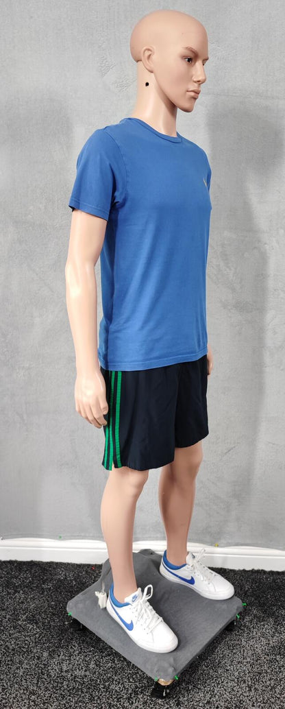 Vintage Adidas Navy Blue & Green Gym Shorts 90s Y2K Running Sportswear Men's M
