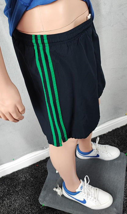 Vintage Adidas Navy Blue & Green Gym Shorts 90s Y2K Running Sportswear Men's M