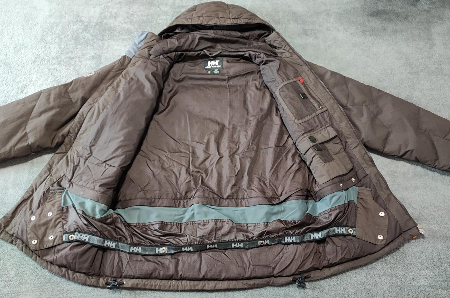 Vintage Helly Hansen Nylon Trim Full Zip Fleece Jacket Brown Men Size Large