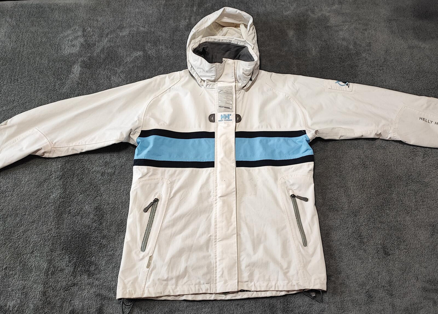 Vintage Helly Hansen Watertight Navy Blue White Helly Tech Jacket Men Size Small