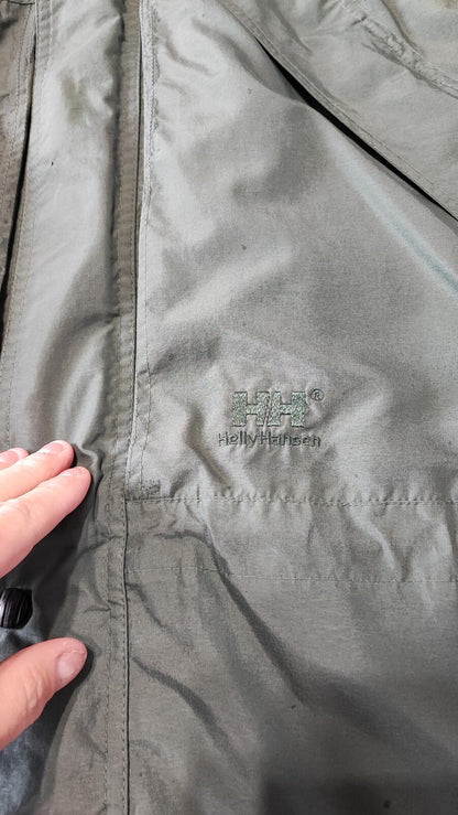 Vintage Helly Hansen Green Navy Colour Block Sailing Jacket Men Size XL