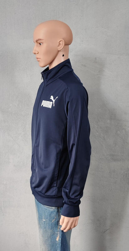 Vintage Puma Plain Navy Blue Piping Long Sleeve Track Jacket Men Size Large