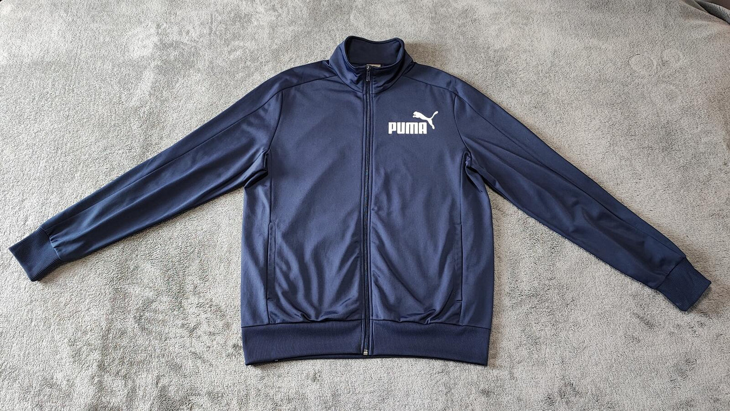 Vintage Puma Plain Navy Blue Piping Long Sleeve Track Jacket Men Size Large