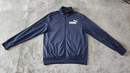 Vintage Puma Plain Navy Blue Piping Long Sleeve Track Jacket Men Size Large