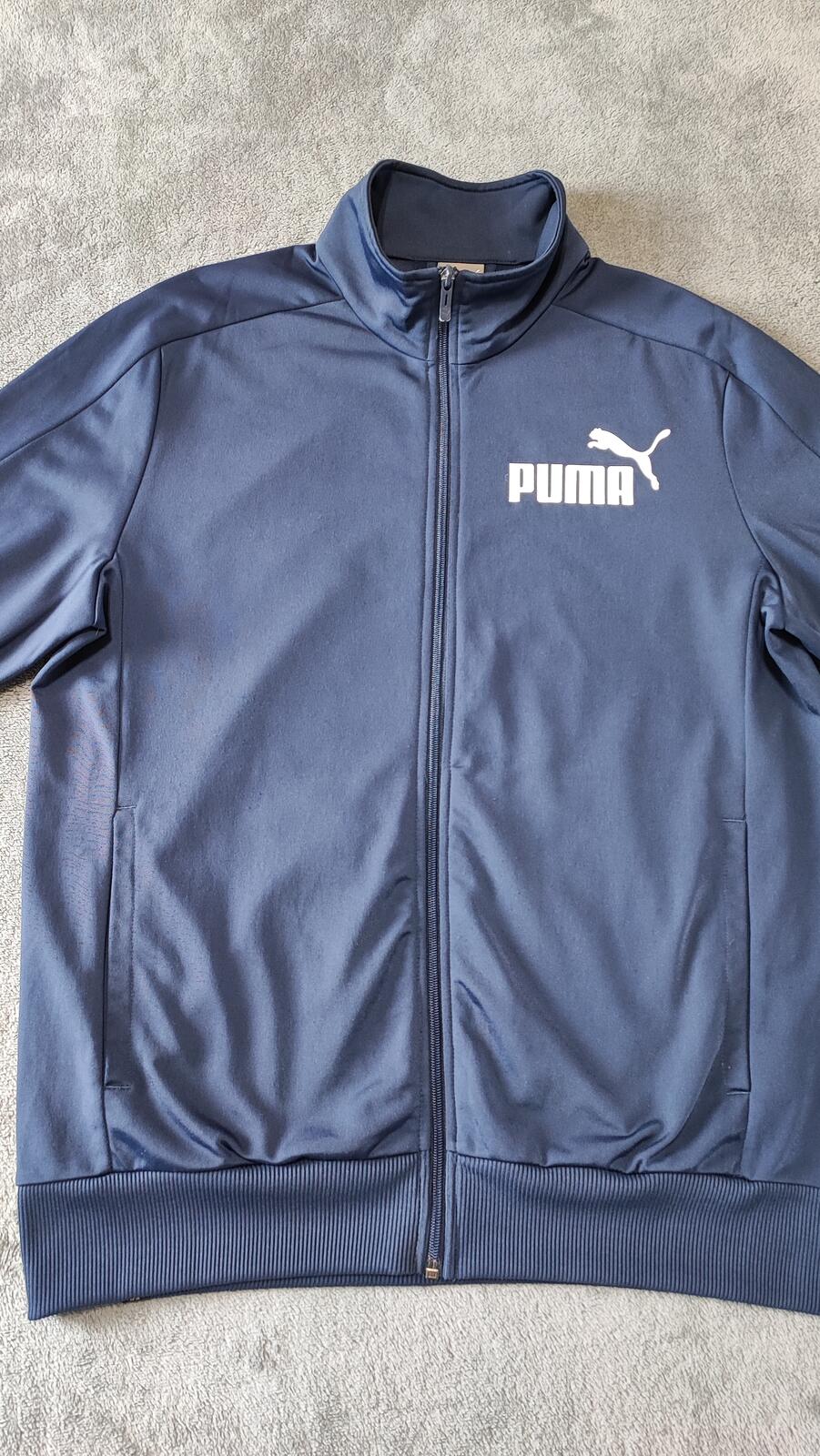 Vintage Puma Plain Navy Blue Piping Long Sleeve Track Jacket Men Size Large