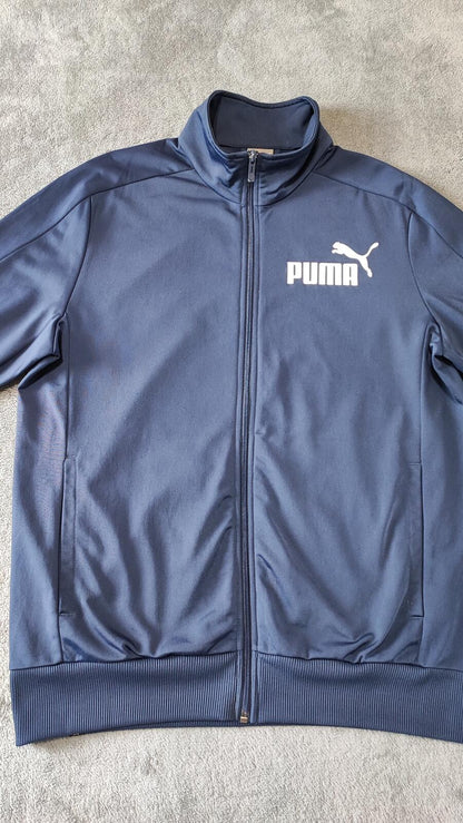 Vintage Puma Plain Navy Blue Piping Long Sleeve Track Jacket Men Size Large