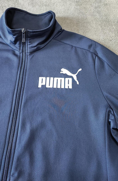 Vintage Puma Plain Navy Blue Piping Long Sleeve Track Jacket Men Size Large