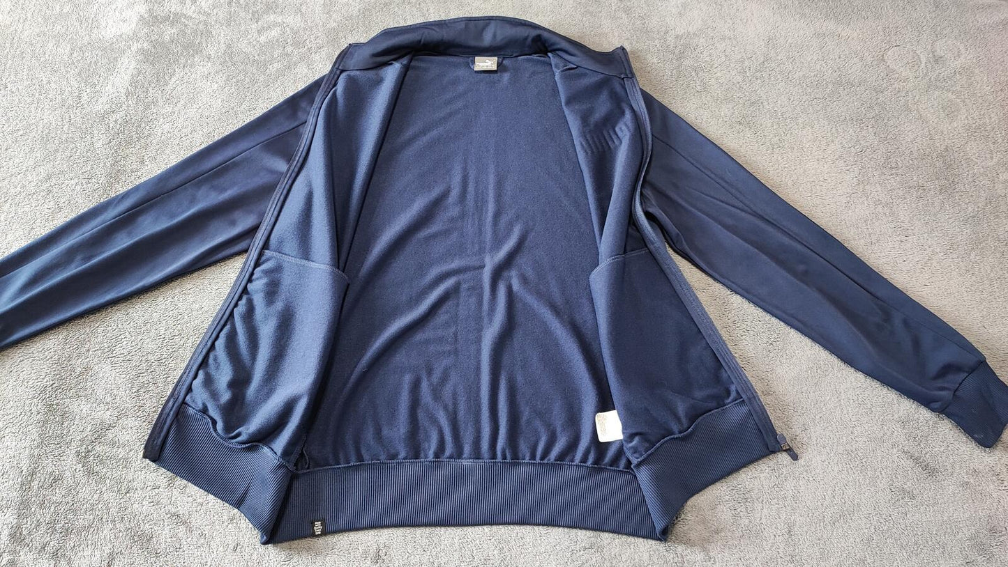 Vintage Puma Plain Navy Blue Piping Long Sleeve Track Jacket Men Size Large