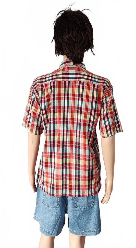 Vintage Tommy Hilfiger Checked Short Sleeve Shirt Red White Blue Size Medium