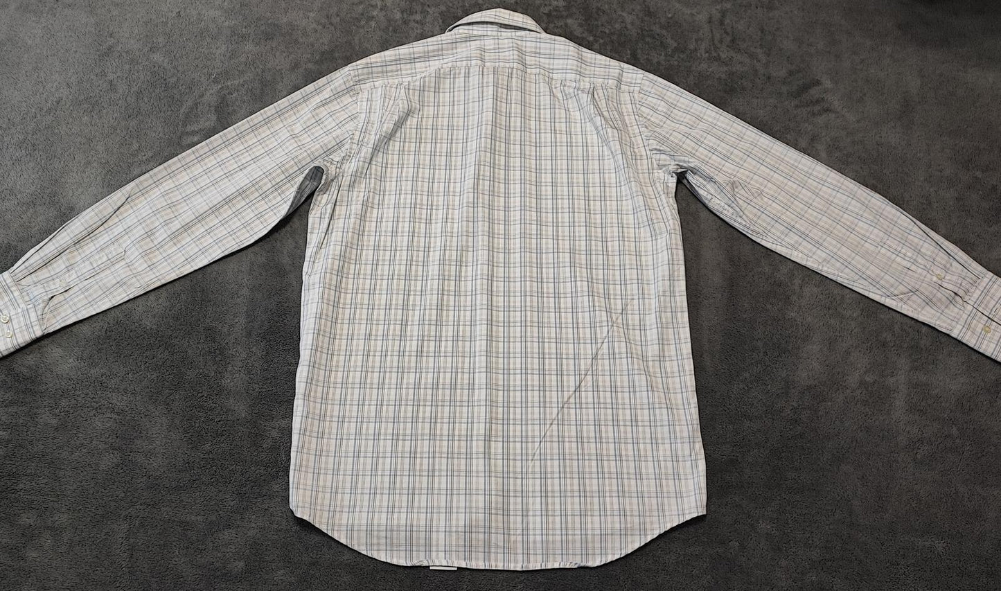 Vintage Lacoste Made in France Checked Long Sleeve Shirt Blue White Men's Size M