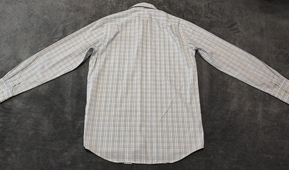 Vintage Lacoste Made in France Checked Long Sleeve Shirt Blue White Men's Size M