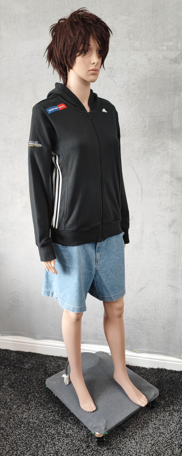 Vintage adidas Striped Zip Up Hoodie Faded Black Women Size UK 12 14 Medium