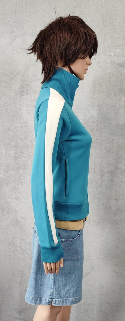 Vintage Puma Blue Green Colour Block Zip Track Jacket Women Size UK 6 XS