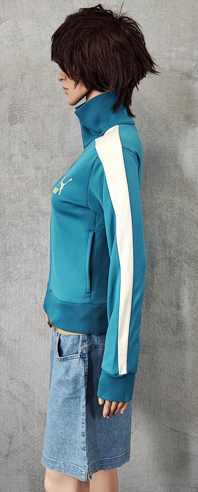 Vintage Puma Blue Green Colour Block Zip Track Jacket Women Size UK 6 XS