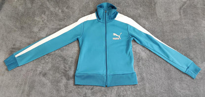 Vintage Puma Blue Green Colour Block Zip Track Jacket Women Size UK 6 XS