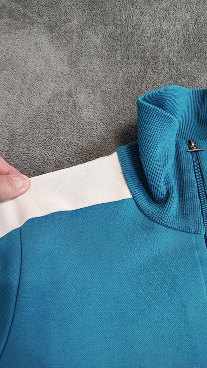 Vintage Puma Blue Green Colour Block Zip Track Jacket Women Size UK 6 XS
