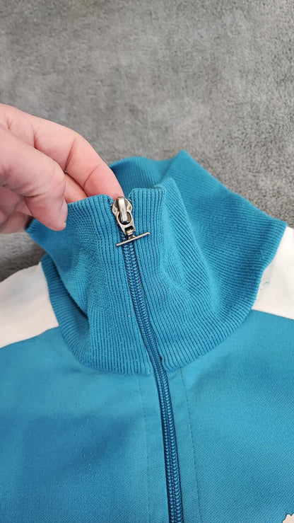 Vintage Puma Blue Green Colour Block Zip Track Jacket Women Size UK 6 XS