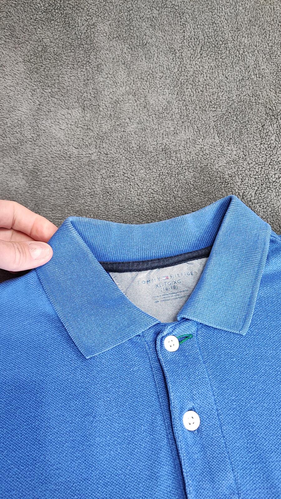 Vintage Tommy Hilfiger Embroidered Logo Polo Shirt Faded Blue Retro 90s Size L