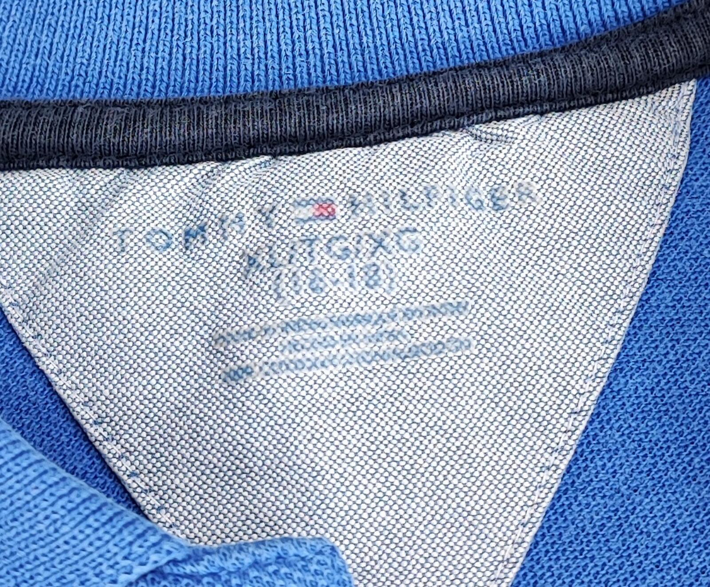 Vintage Tommy Hilfiger Embroidered Logo Polo Shirt Faded Blue Retro 90s Size L