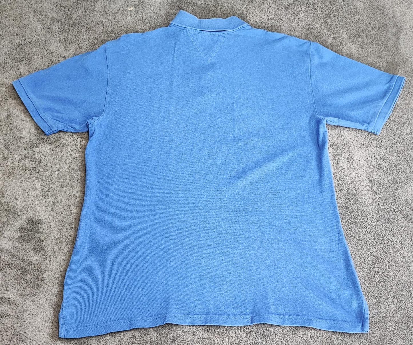 Vintage Tommy Hilfiger Embroidered Logo Polo Shirt Faded Blue Retro 90s Size L