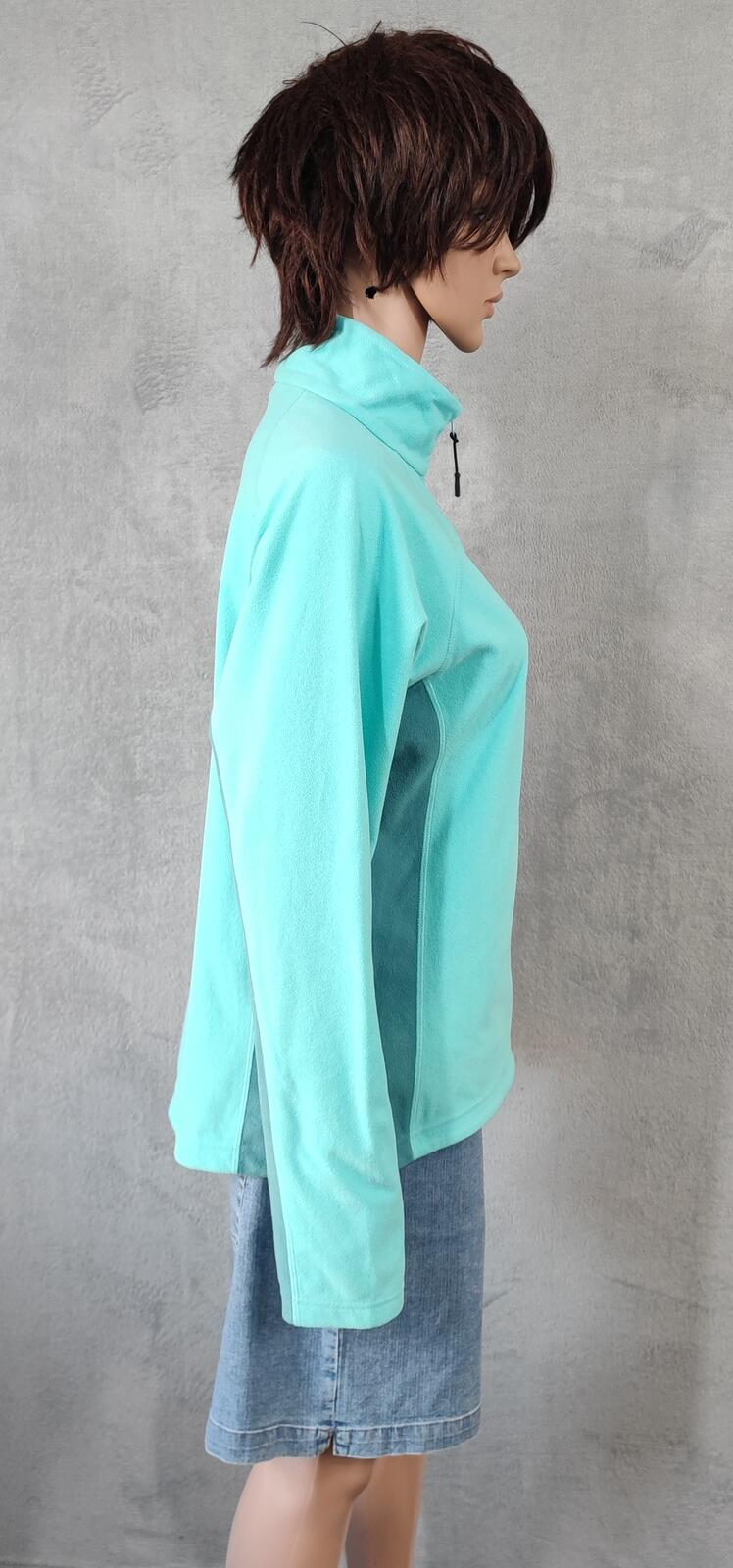 Vintage Berghaus Plain Turquoise Blue Half Zip Fleece Pullover Women UK 12 14