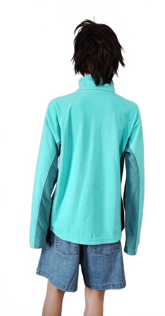 Vintage Berghaus Plain Turquoise Blue Half Zip Fleece Pullover Women UK 12 14