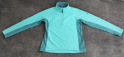 Vintage Berghaus Plain Turquoise Blue Half Zip Fleece Pullover Women UK 12 14