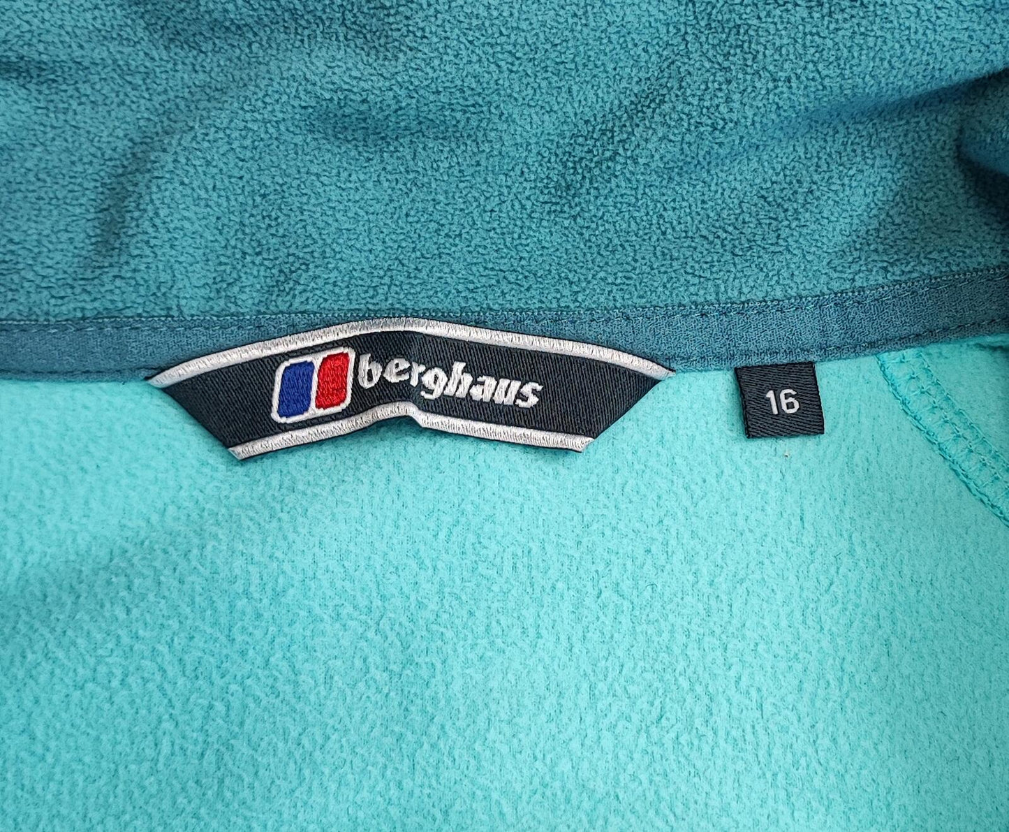 Vintage Berghaus Plain Turquoise Blue Half Zip Fleece Pullover Women UK 12 14