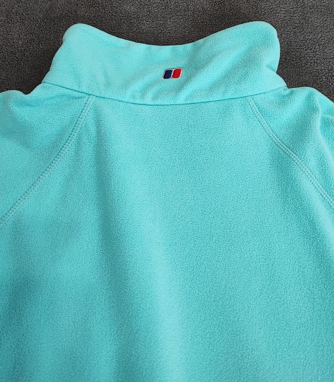 Vintage Berghaus Plain Turquoise Blue Half Zip Fleece Pullover Women UK 12 14