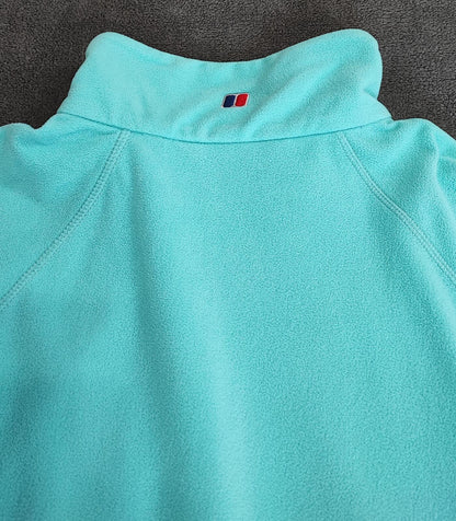 Vintage Berghaus Plain Turquoise Blue Half Zip Fleece Pullover Women UK 12 14