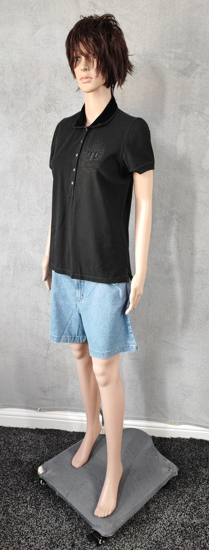Vintage Polo Jeans Ralph Lauren T-Shirt Black Retro 90s Men's Size Small S