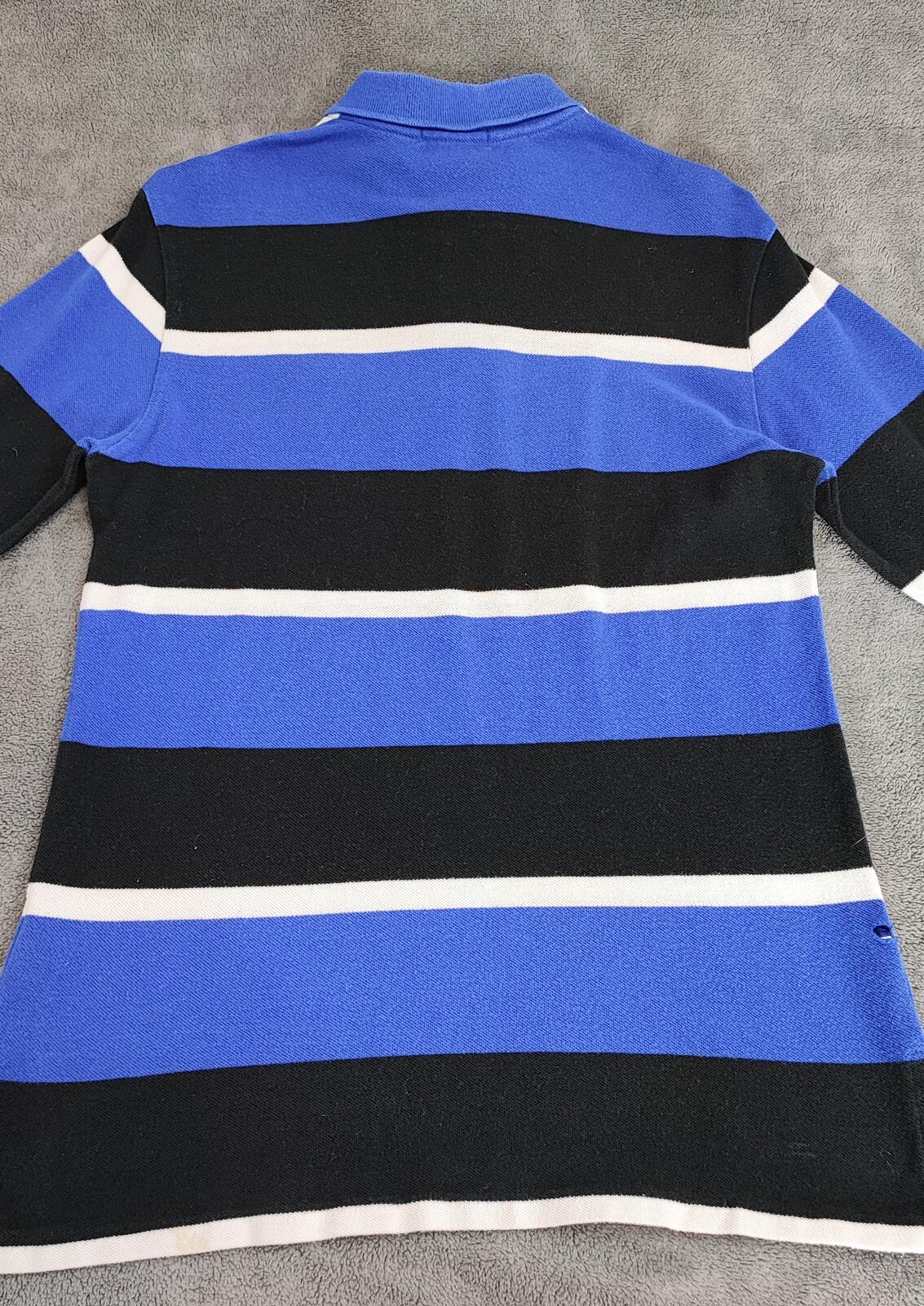 Vintage Polo Ralph Lauren Striped Rugby Shirt Blue Black White 90s Size Small S