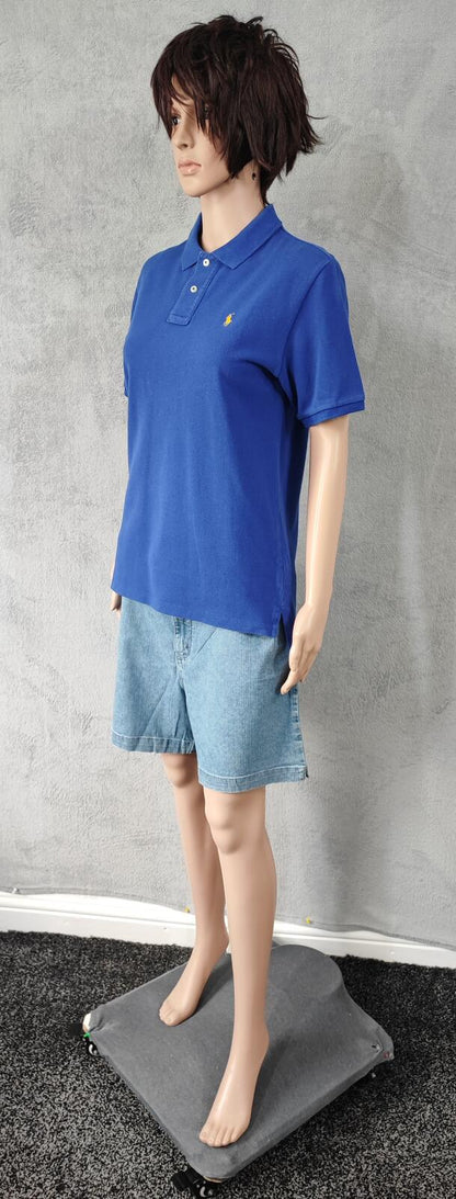 Vintage Ralph Lauren Embroidered Polo Shirt Faded Blue Retro 90s Size Small S